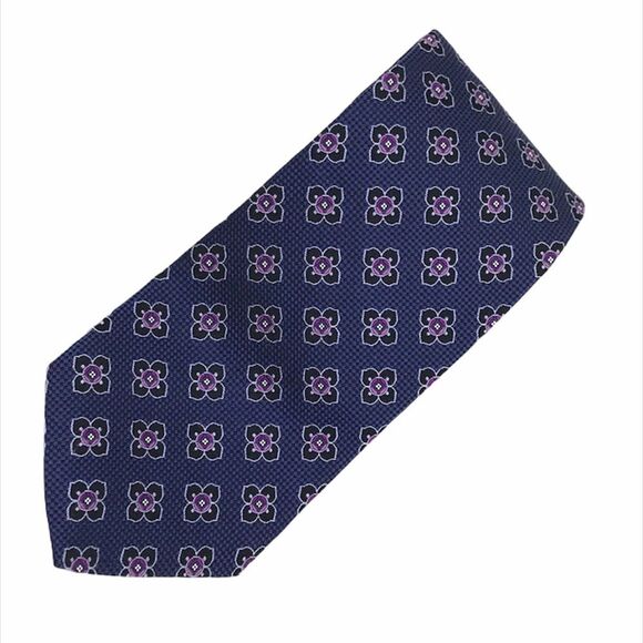 Brooks Brothers 346 Flower Tie Blue Purple - Picture 1 of 6